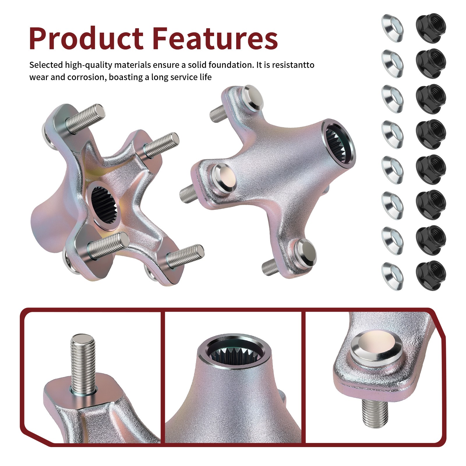 2 Rear Wheel Hubs for Honda Sportrax 400 TRX400EX 2x4 1999-2008 w/ Nuts Adaptors