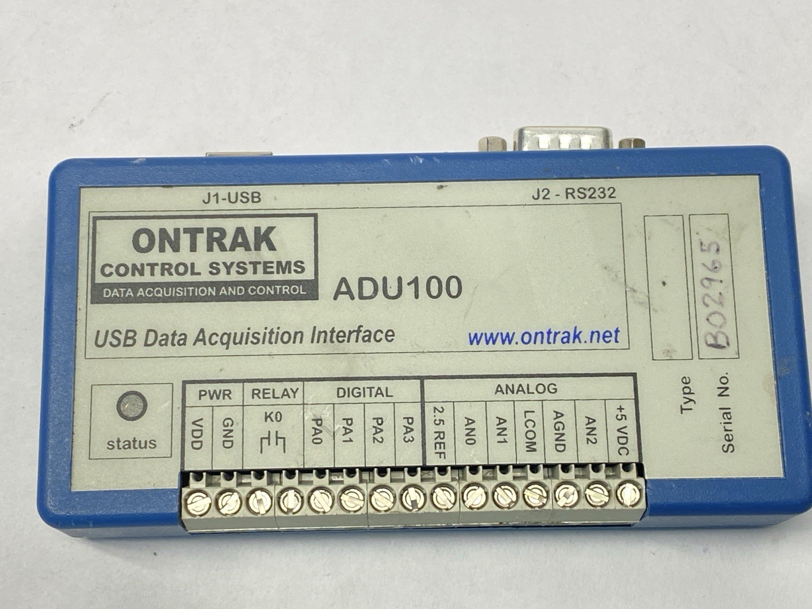 Ontrak Control Systems ADU100 USB Data Acquisition Interface