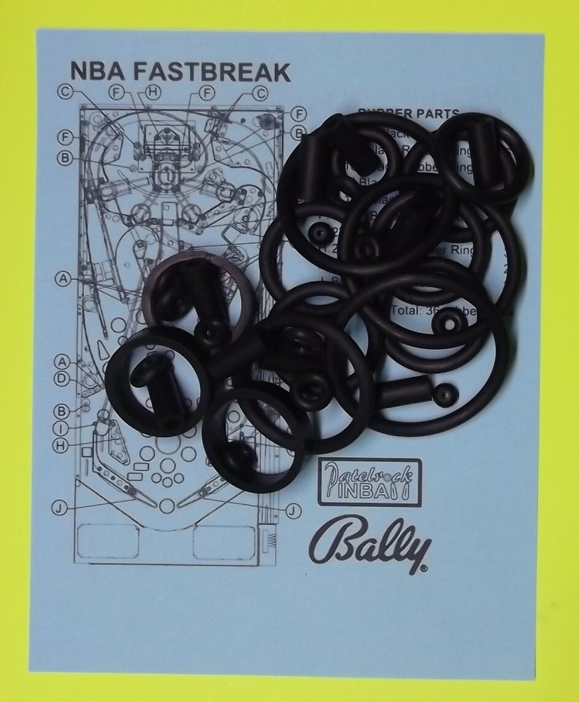 Bally / Midway NBA Fastbreak Machine Pinball Rubber Ring Kit *Customize Your Kit