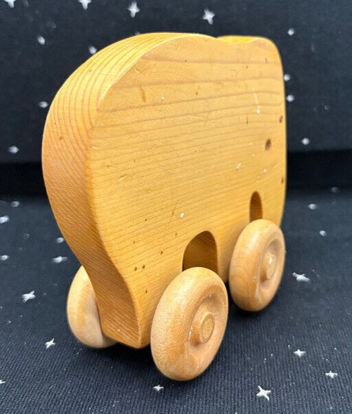 VTG Wood Elephant Pull Toy 5"