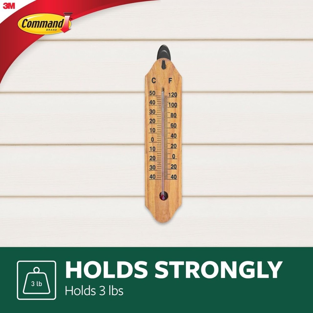 Command Outdoor Terrace Hooks, 2 Hooks and 4 Strips, Medium, Black