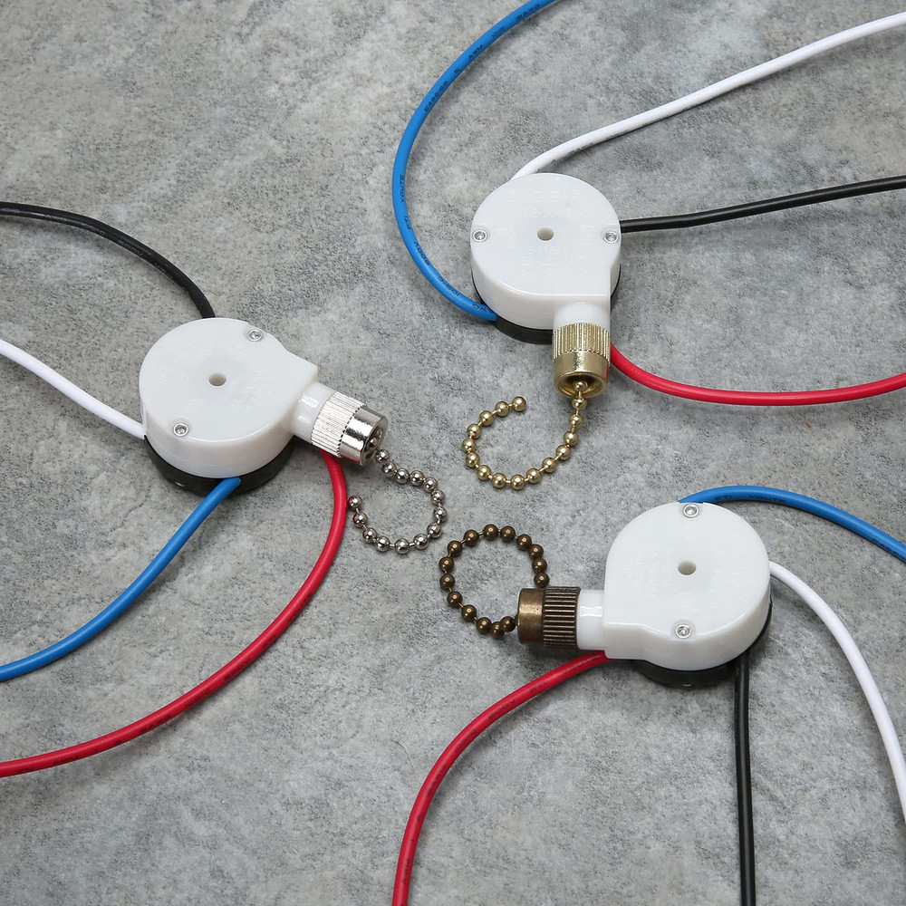Zing Ear ZE-208S 3 Speed 4 Wire Fan Switch - Pull Chain Speed Control Switch for