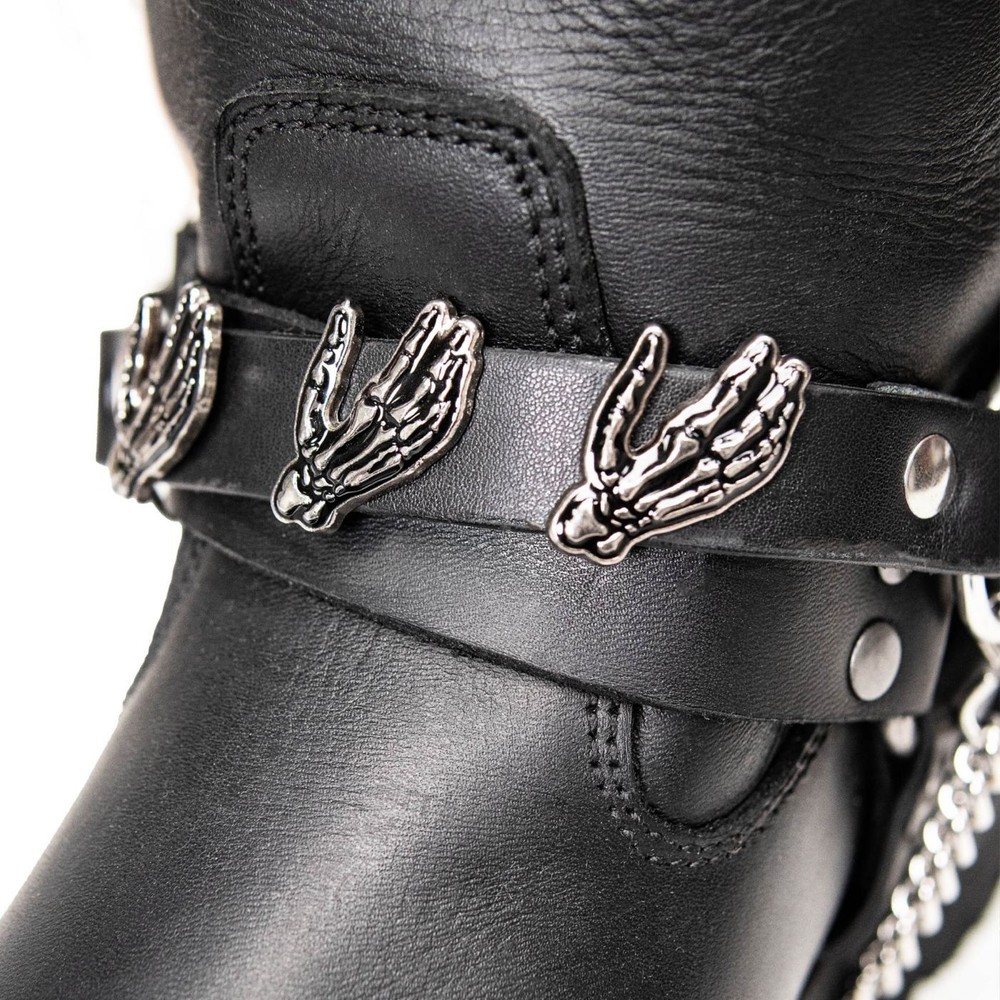 Milwaukee Leather Silver Skeleton Hand Emblem Boot Chain with Adjustable Strap -