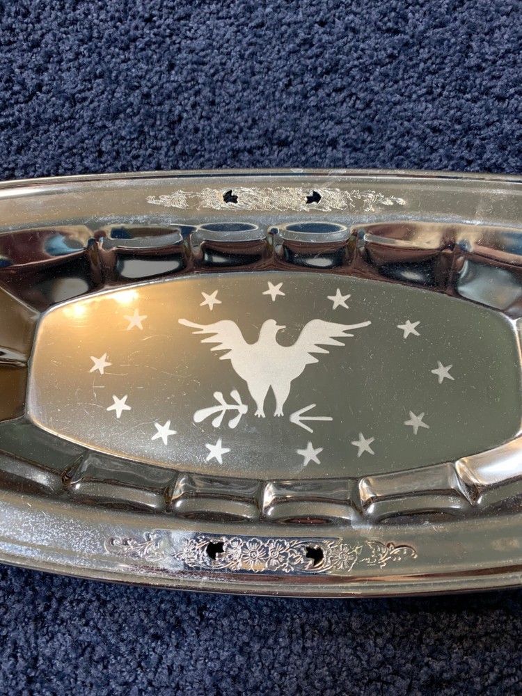 Eagle oval bread tray/serving dish. Chrome-plated.