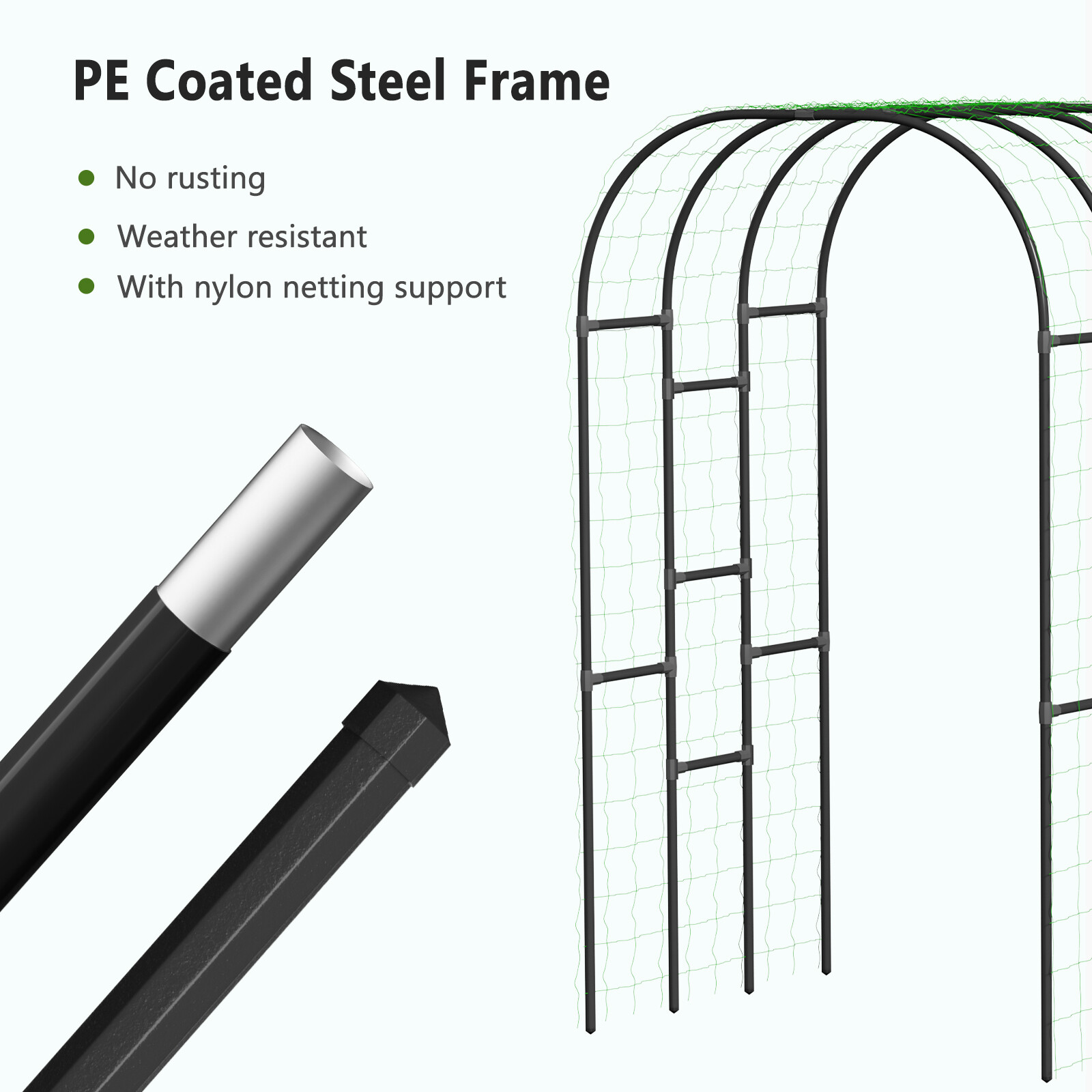 SLSY Galvanized Raised Garden Bed with 85in Tall Garden Trellis for Vegetables