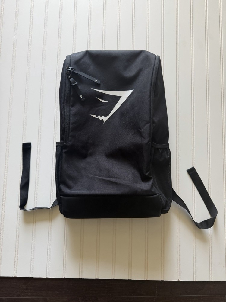 Gymshark Black Polyester Terylene Gym Backpack Zip Closure 2 Pockets OS