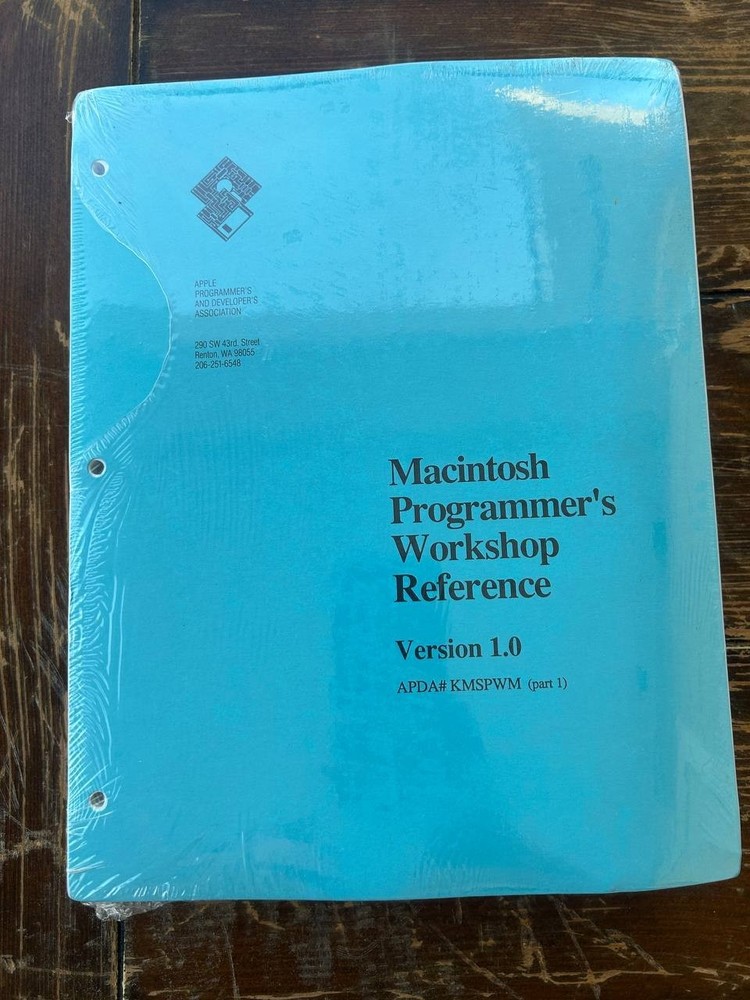 Apple MPW Programmer’s Workshop Reference v1.0 APDA Manual w/ Disk