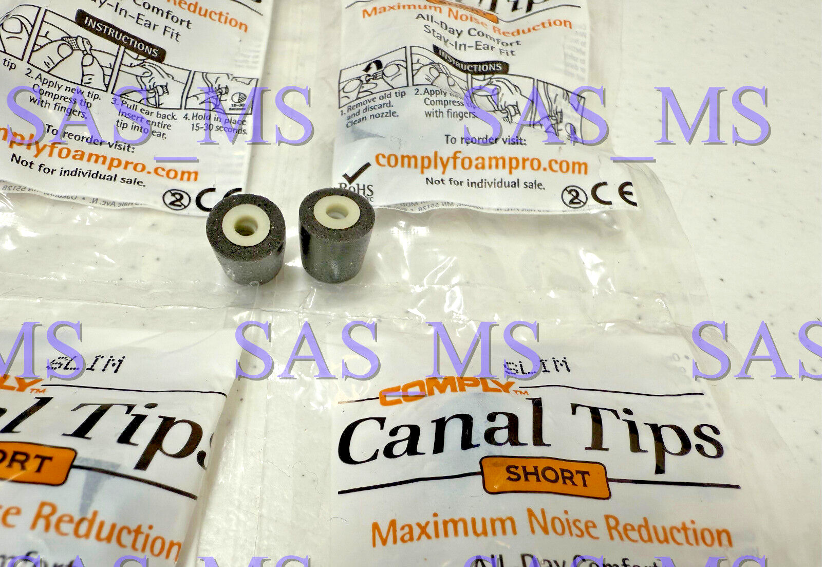 LOT OF 6 PAIRS COMPLY CANAL FOAM TIPS SHORT SLIM SIZE FOR INVISIO X5 HEADSET