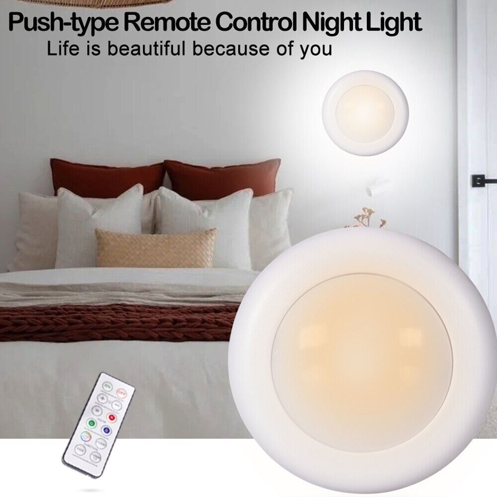 3PCS LED Puck Light Wireless Under Cabinet Lighting Kit Kitchen Counter Light US