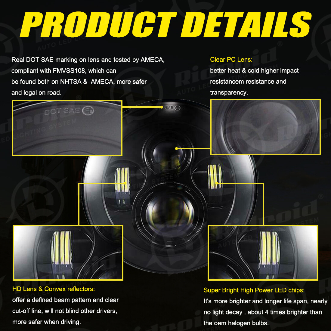 Black 7" LED Headlight & 4.5" Fog Passing Lamps For Harley Davidson Street Glide