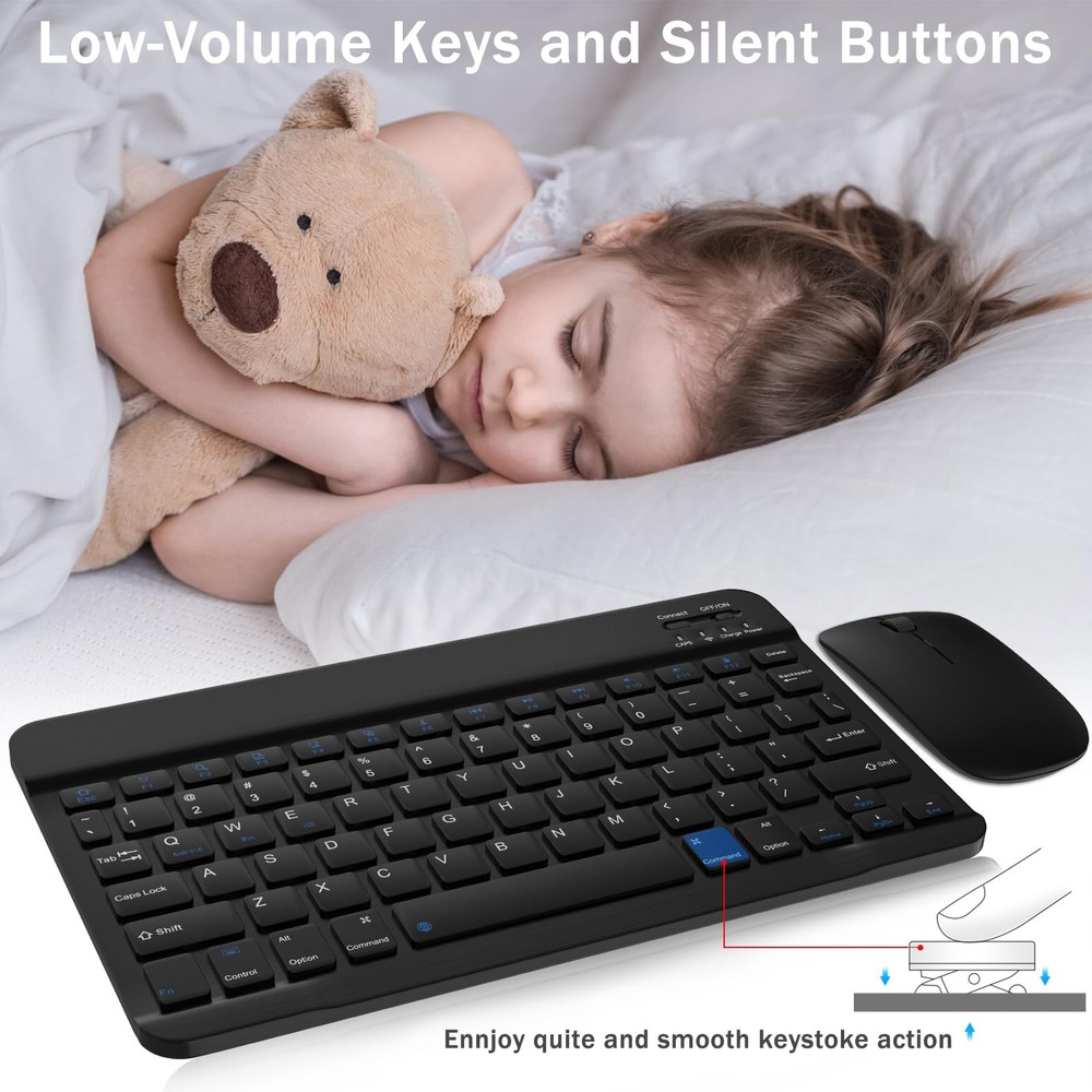 Rechargeable Bluetooth Keyboard and Mouse Combo, Universal Ultra-Slim Wireles...