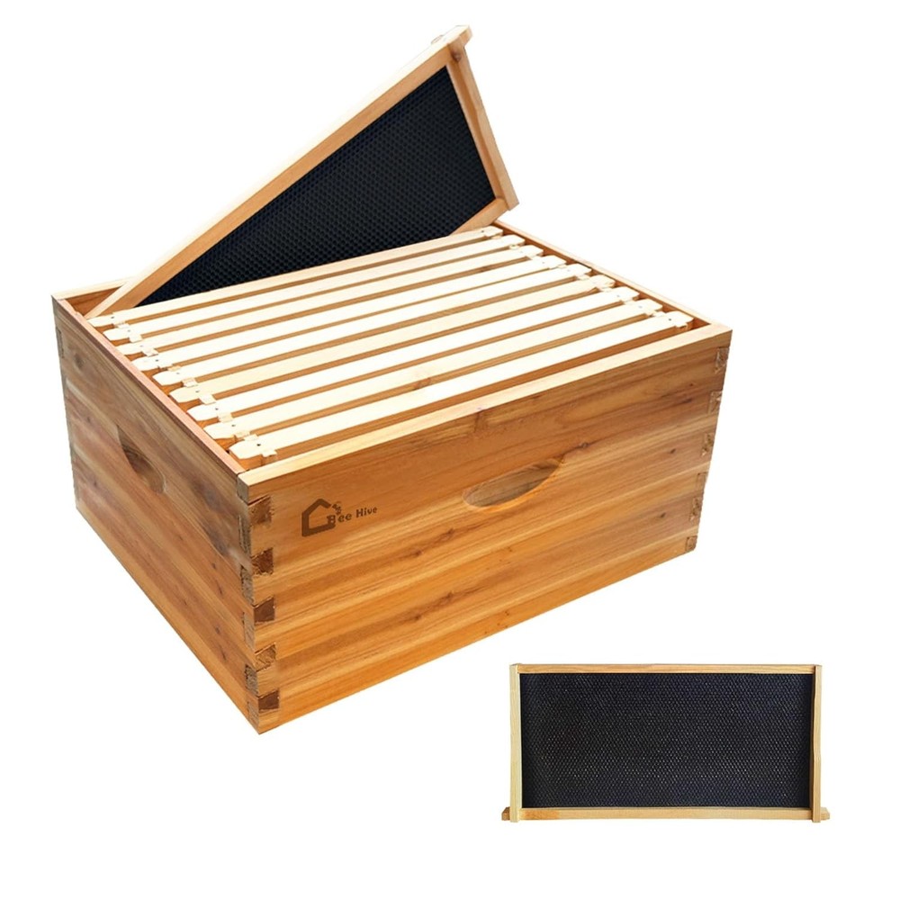 10-Frame Langstroth Beehive Kit with 10 Deep Frame Box Beekeeping Supplement