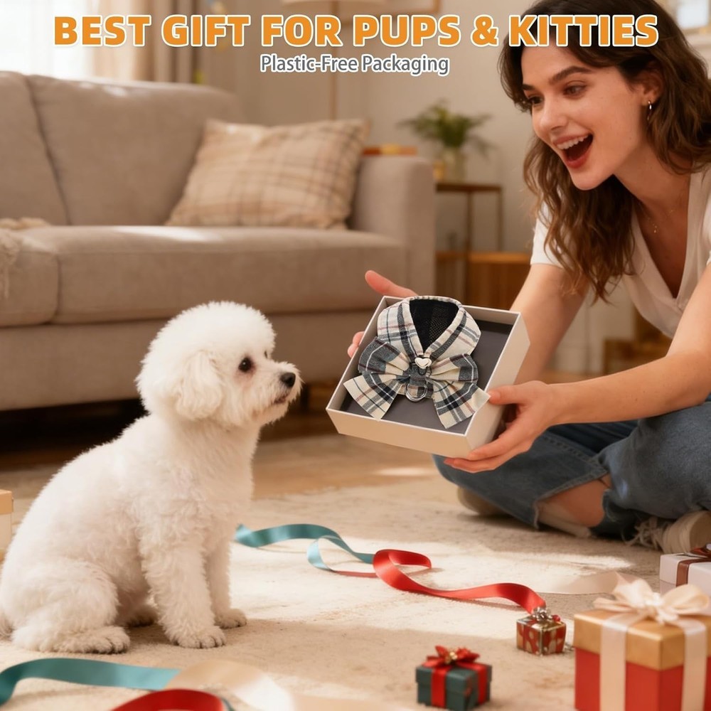 Small Dog Harness & Leash Set,Step in No Pull&Choke Soft Mesh Padded Adjustable