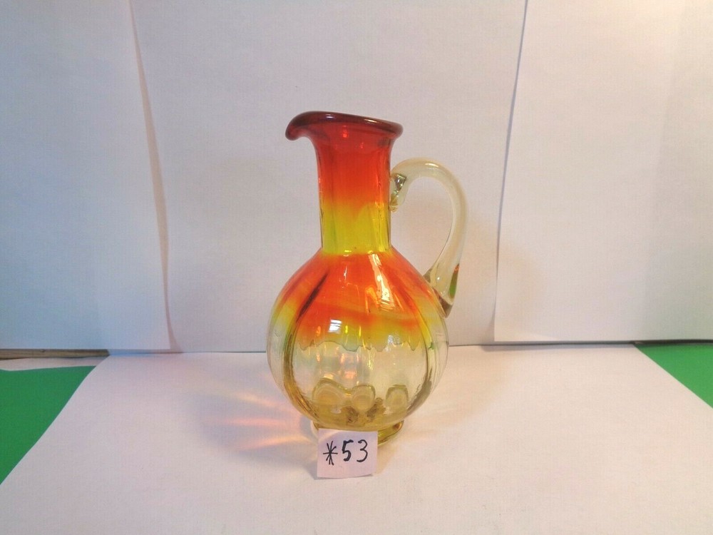 Studio Art Glass 5" Amberina Panel Optic Pitcher (Used/EUC)