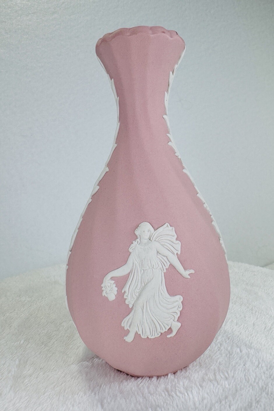 Wedgwood Pink Jasperware Dancing Hours Still Vase Fluted 5.5” Rare Vintage