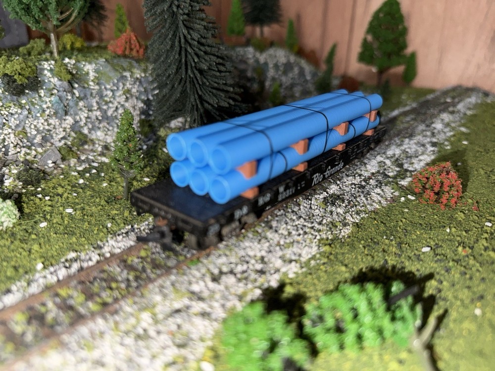 1:87 Ho Scale 30ft Blue Pipe Load/decor - Short Stack (4.5in Long)
