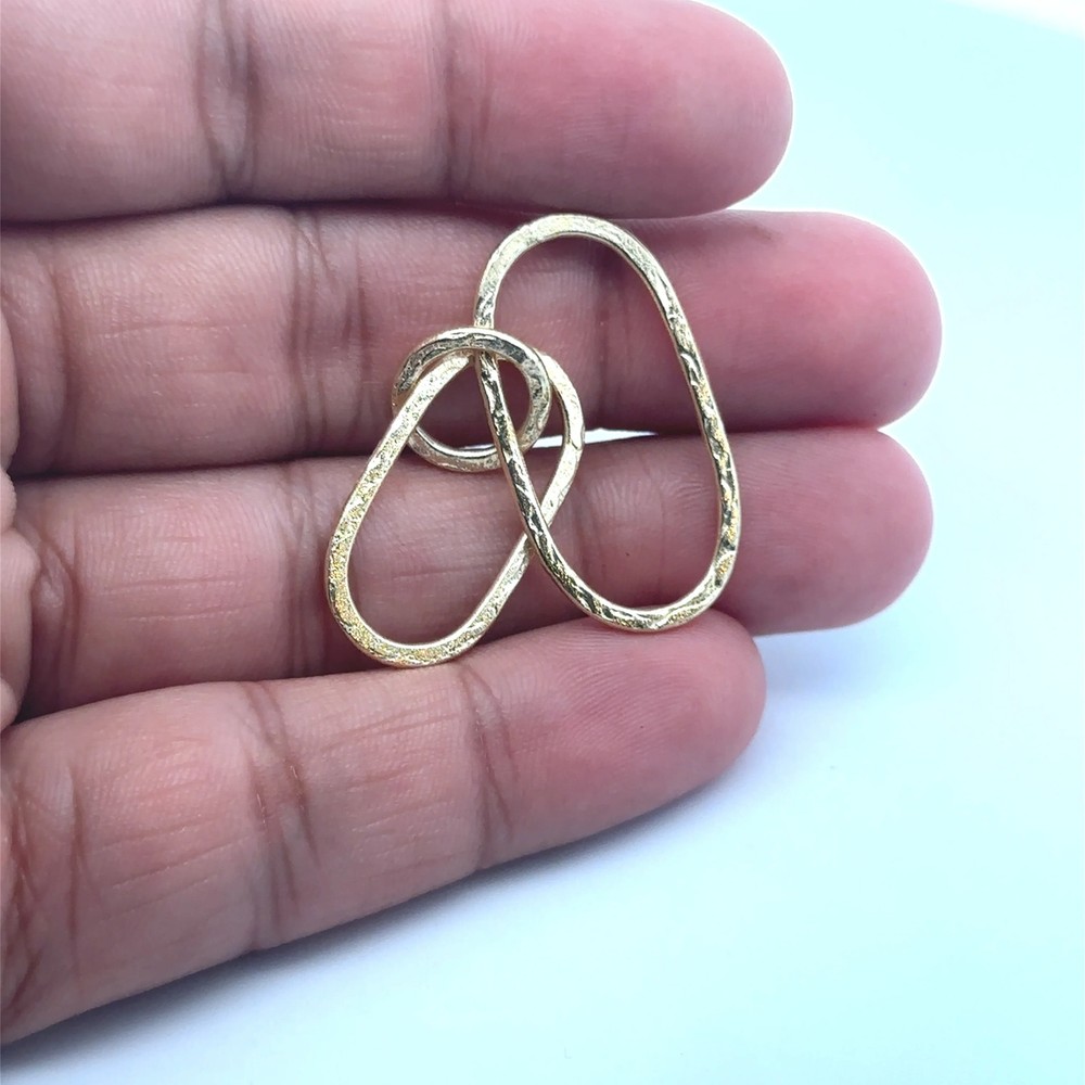Gold, Silver & Brass Finish Copper or Brass Oval/Rectangular Double Circled Earr