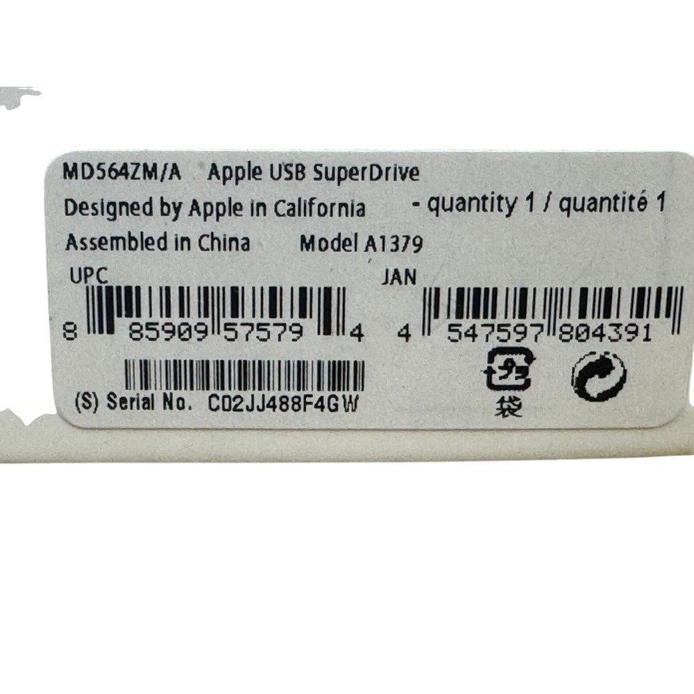 NOS - Apple Super Drive MD564ZM/A Model A1379 External Optical Drive