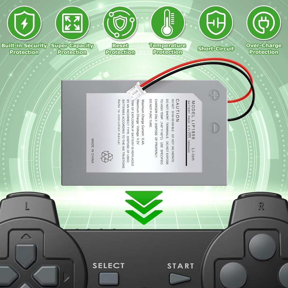 2-Pack 1800mAh Battery for PS3 Wireless Controller – Safe & Reliable Power