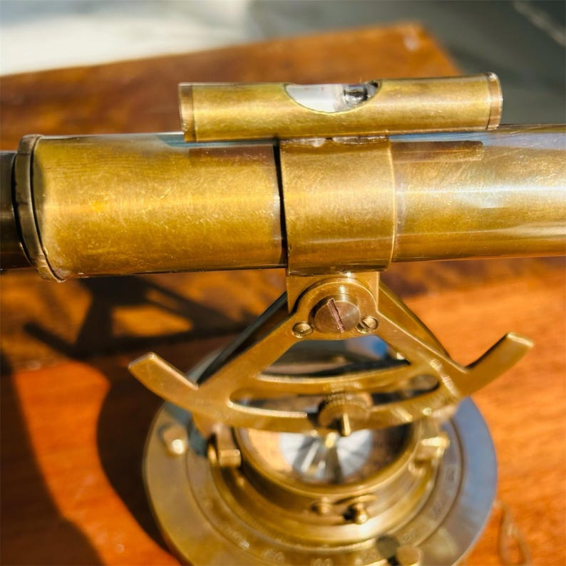 Handmade Brass Alidade Telescope: Vintage Nautical Compass Base
