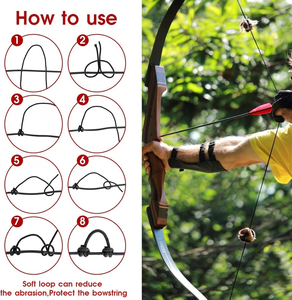 Archery D Loop String 2 Pieces for Compound Bow Black Bowstring Rope 10 Feet