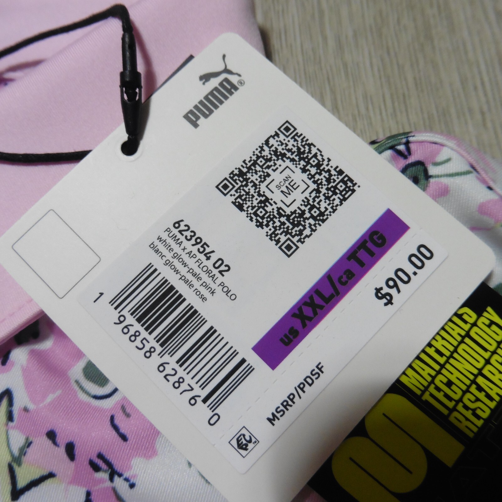 PUMA Arnold Palmer Men's 2XL Floral Golf Polo Shirt White Pink