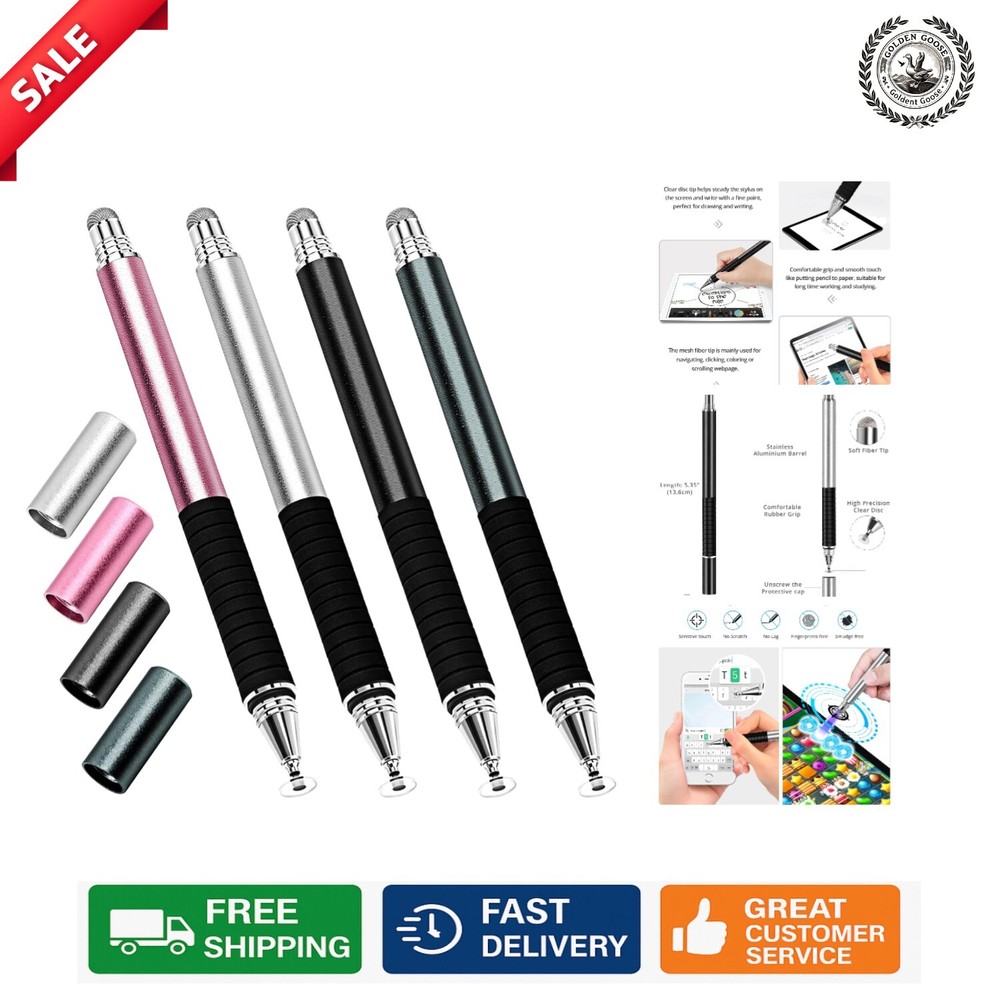 4-Pack Capacitive Stylus Pens for Precision Touch on All Screens - Universal Use
