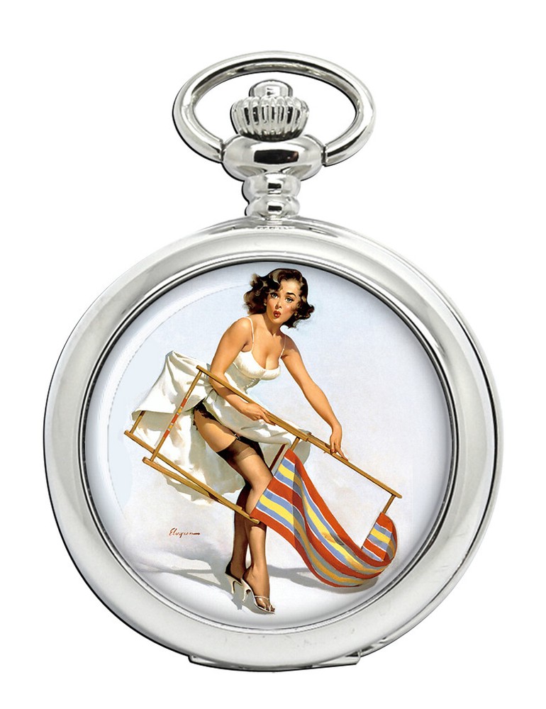 Help Needed Pin-up Girl Pocket Watch