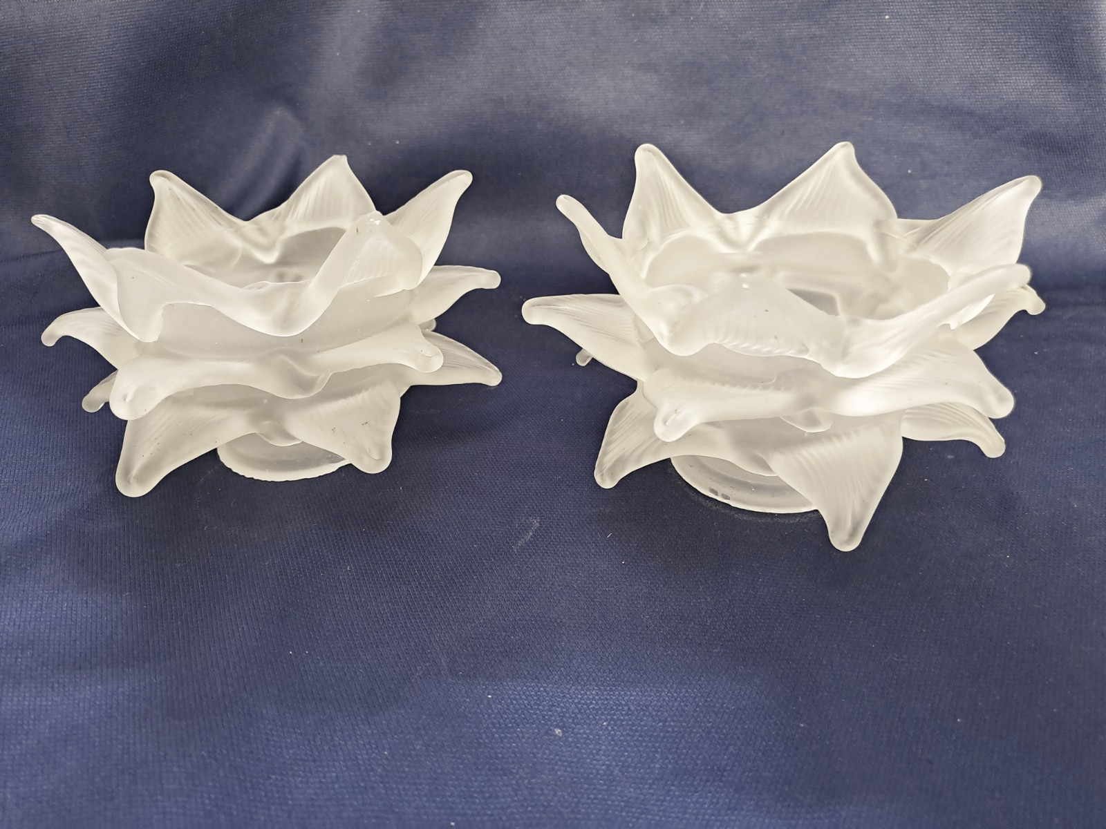 Vintage Murano Blown Glass Rose Petal Shades Set of 2 Frosted