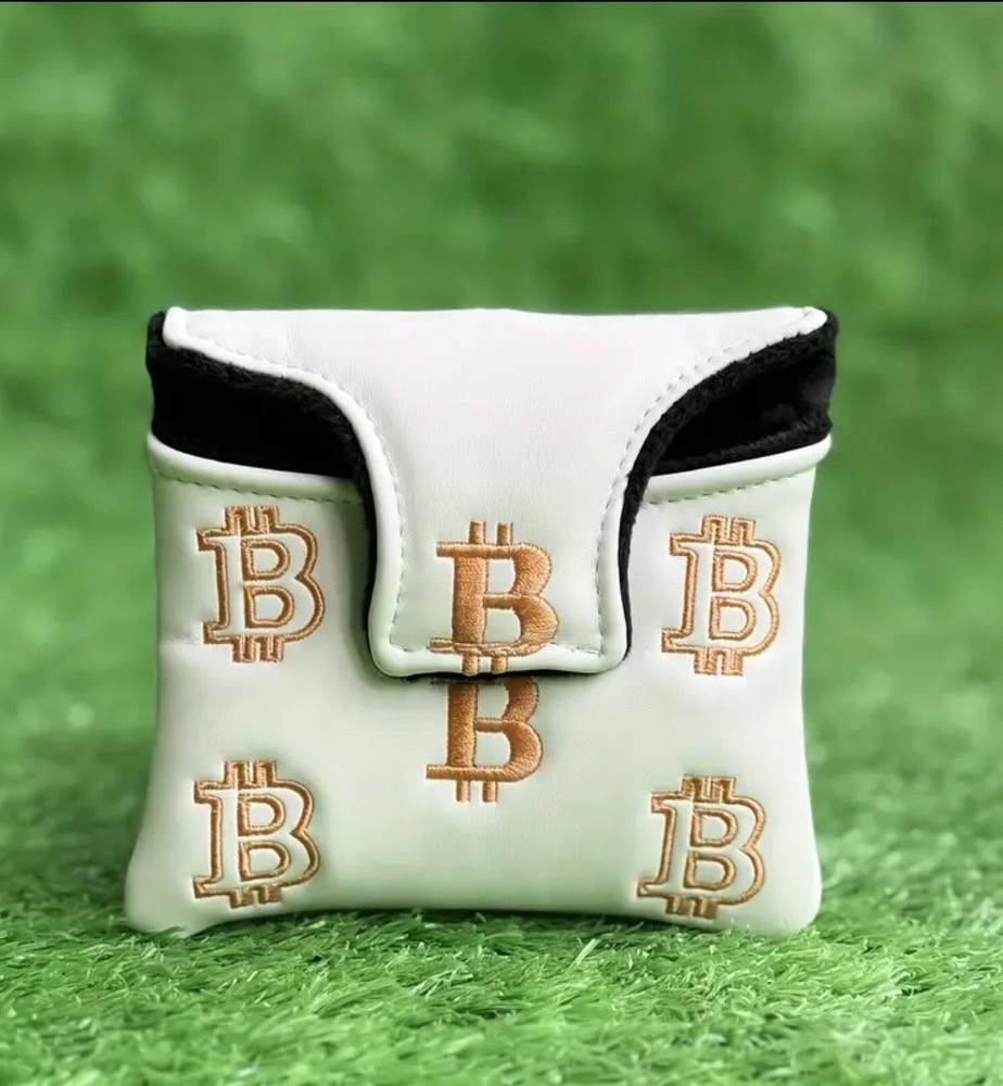 Bitcoin Design Mallet Style Putter Head Cover (White)