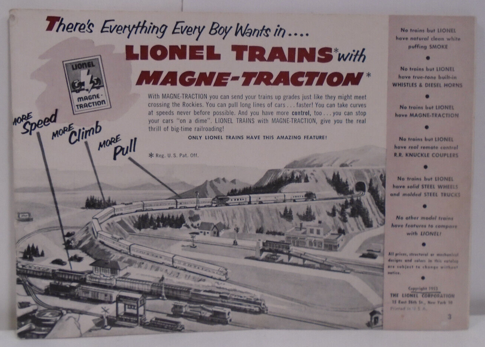 1953 Lionel Catalog ***MISSING 1ST AND LAST PAGE***