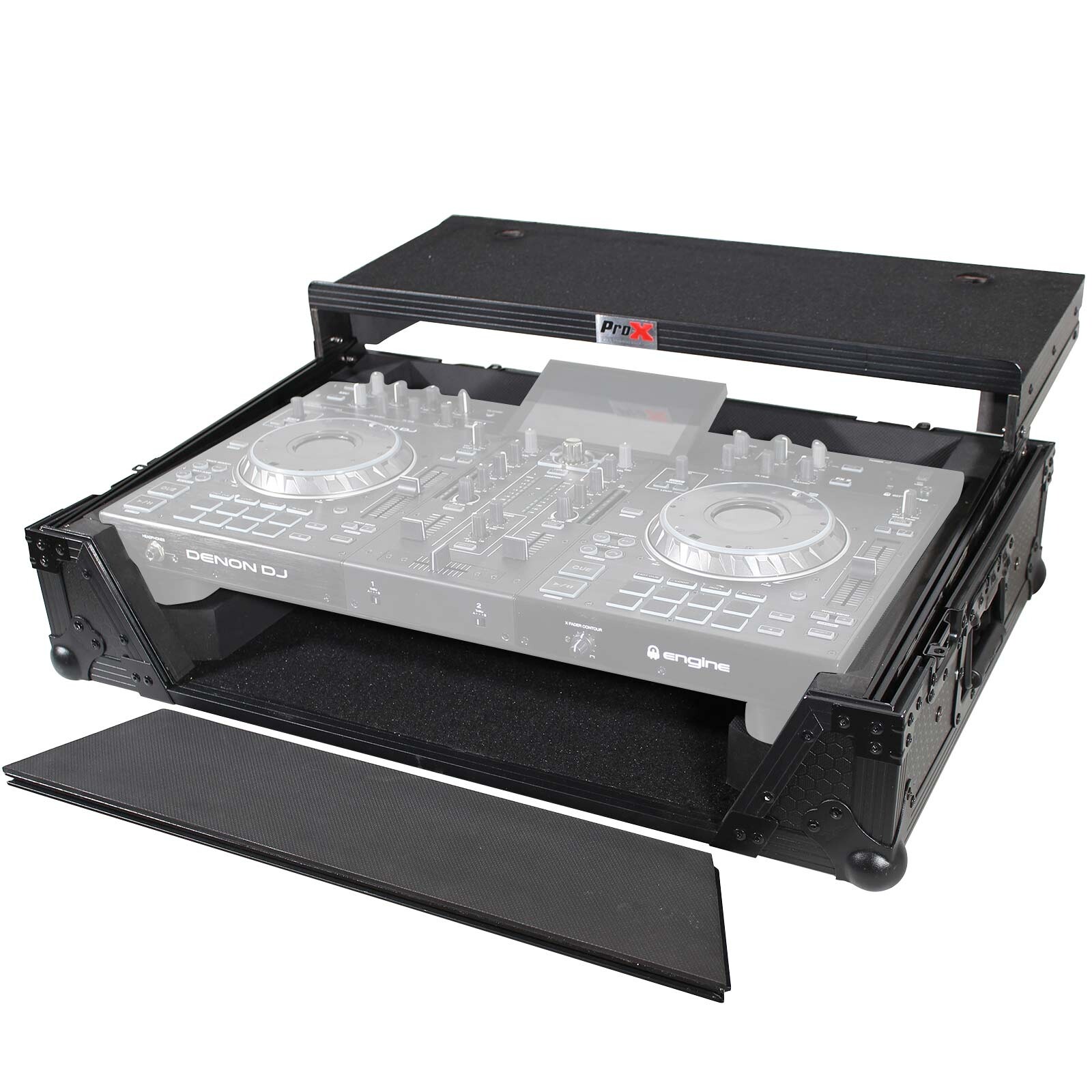 ProX Black Denon Prime 2 System Flight Case with Red TSA Lock