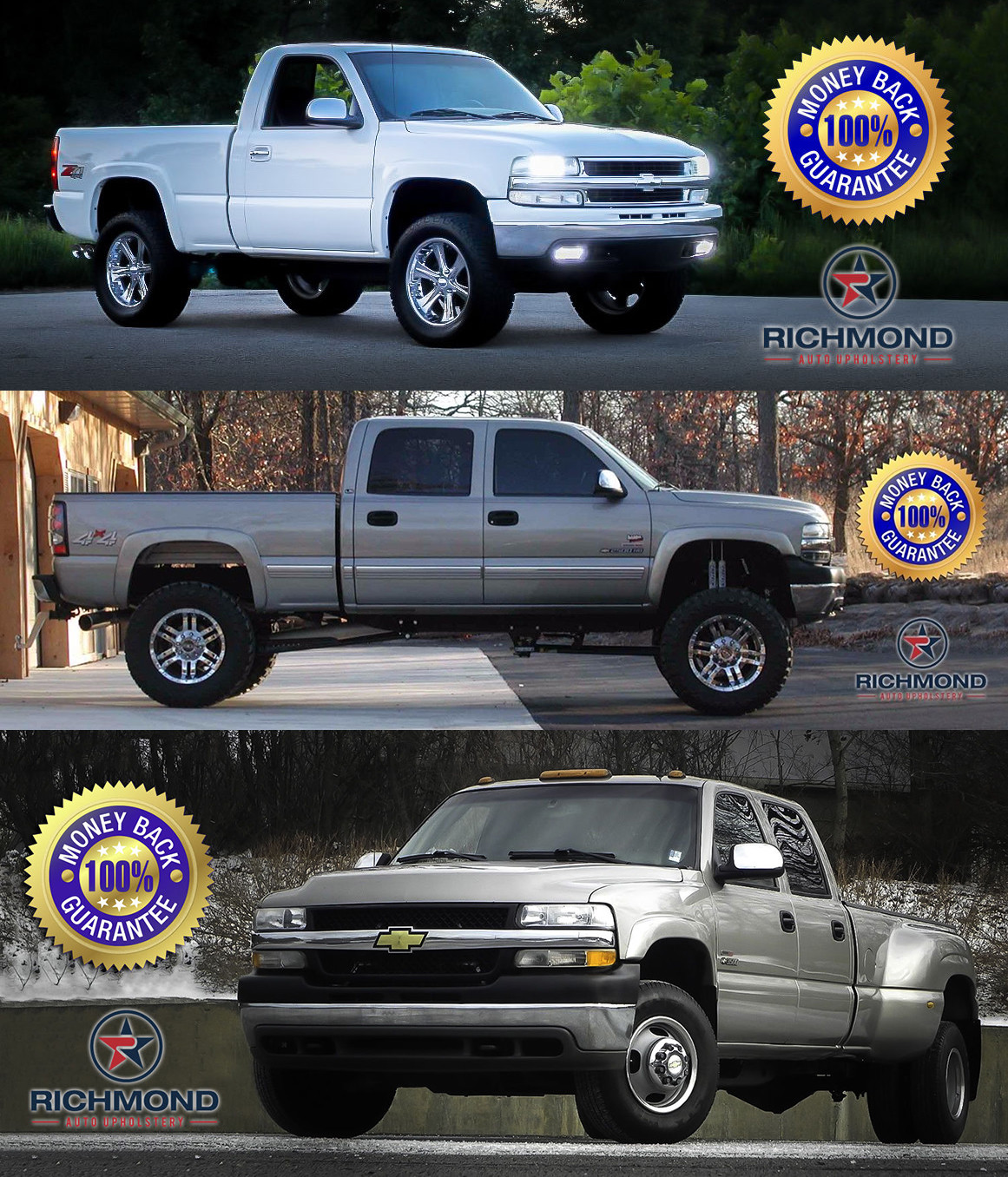 me2001 2002 Chevy Silverado 3500 LT LS -Leather Wrap Steering Wheel Cover, Black