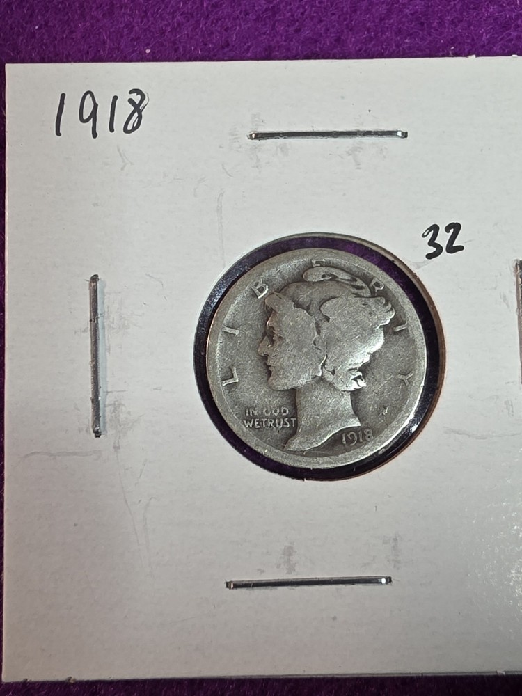 1918-P Mercury Silver Dime - 90% SILVER -