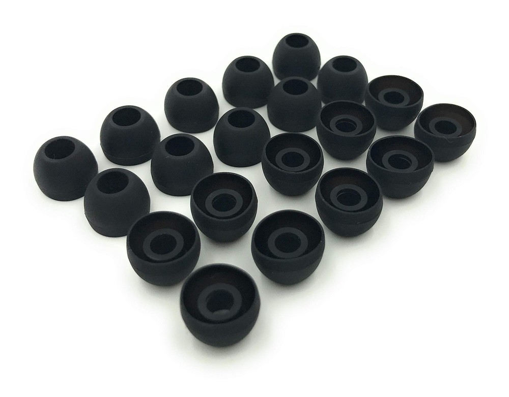 10 Pair Medium Silicone Replacement Earbud Ear Buds Tips - Black Medium,