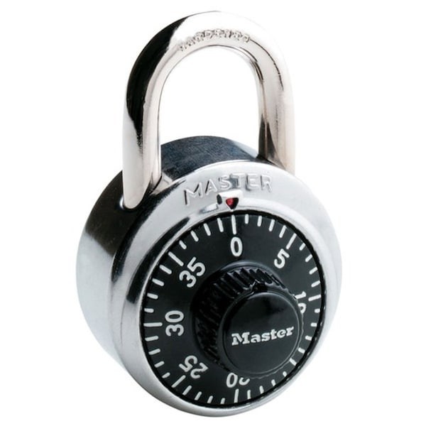 Master Lock 1502 Combination Padlock, Center, Black/Silver