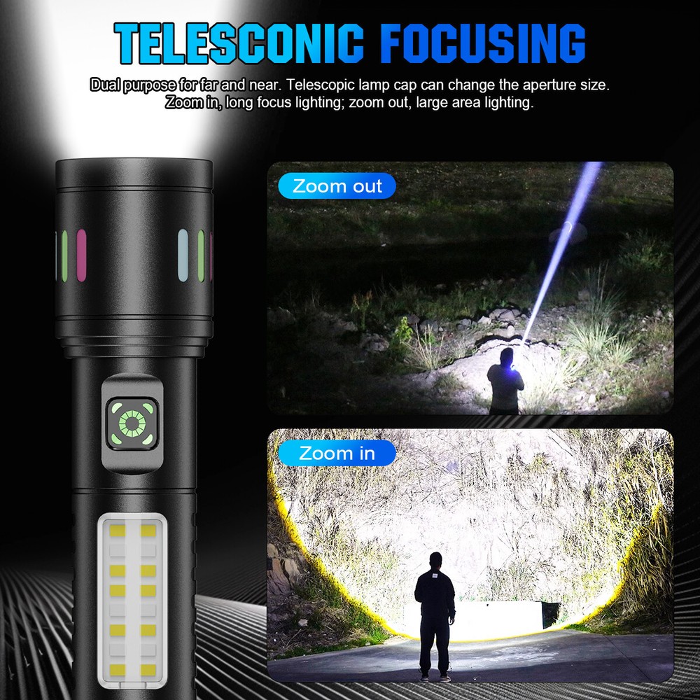 3500000000 Lumen Super Bright Tactical Flashlight Rechargeable LED Work Light