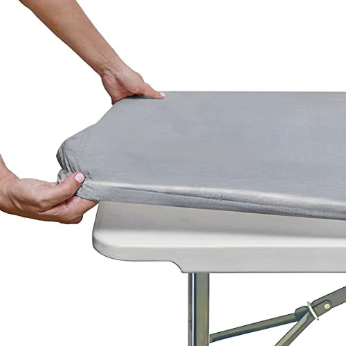 Rectangle Vinyl Tablecloth with Flannel 72" x 30" (Rectangular) Light Grey