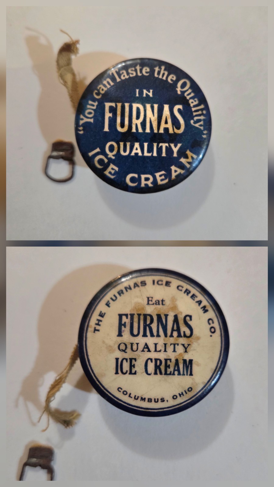 Vintage Furnas Ice Cream Columbus Ohio Advertising Tape Measure Celluloid