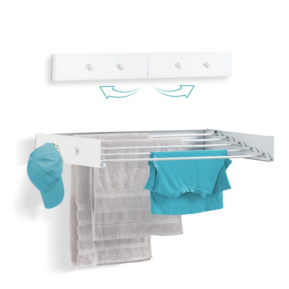 Ivation Retractable Wall Mounted Clothes Drying Rack - 32" Foldable Drying Rack
