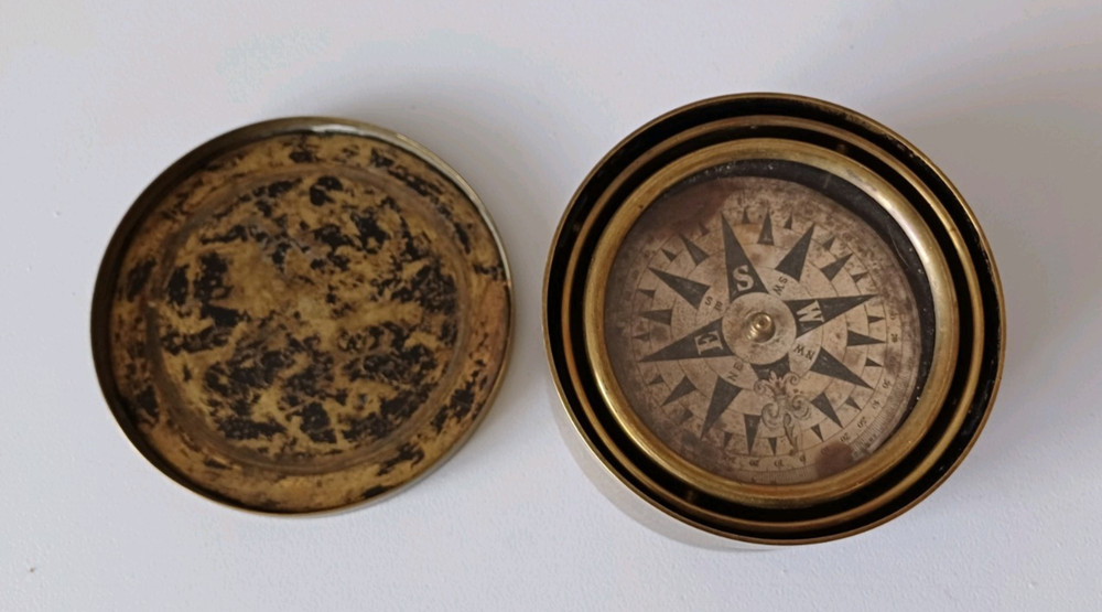 19th century brass floating dial compass