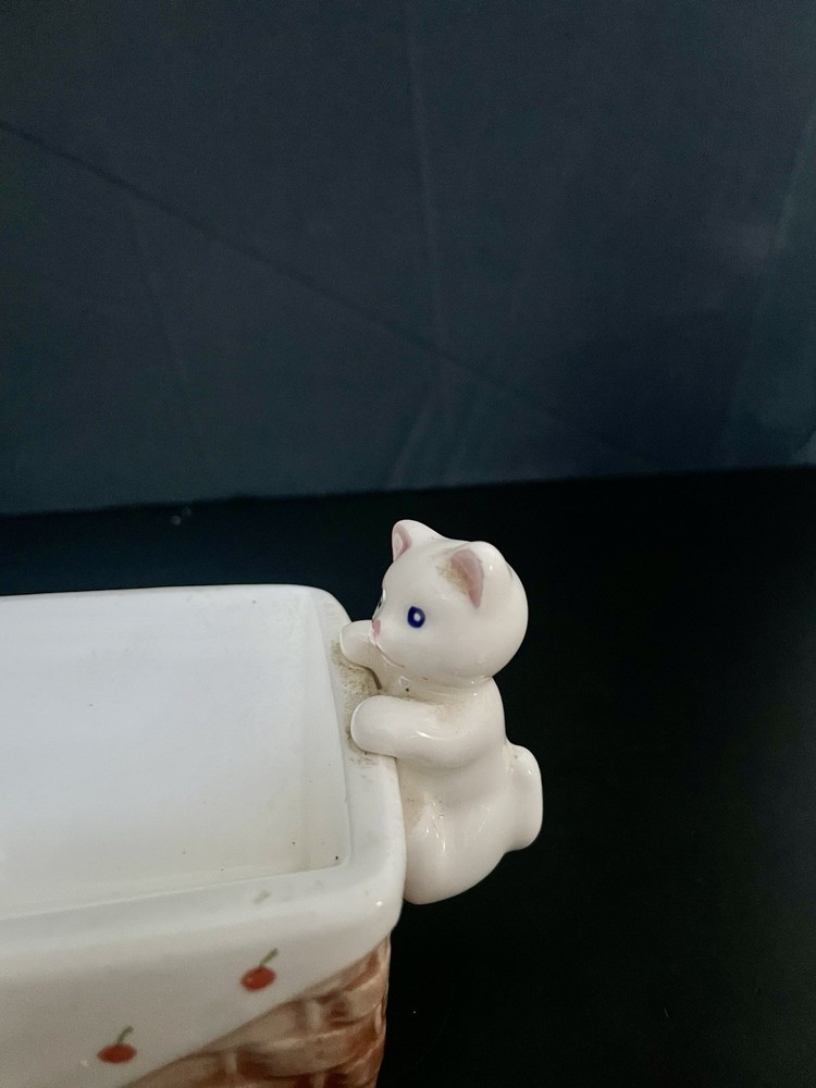 Vintage Ceramic Cat Cracker Server/ Basket