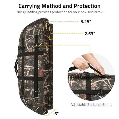 37" Compound Bow Case, Bow Bag Soft Bow Case Compact Arrow Case, Camo