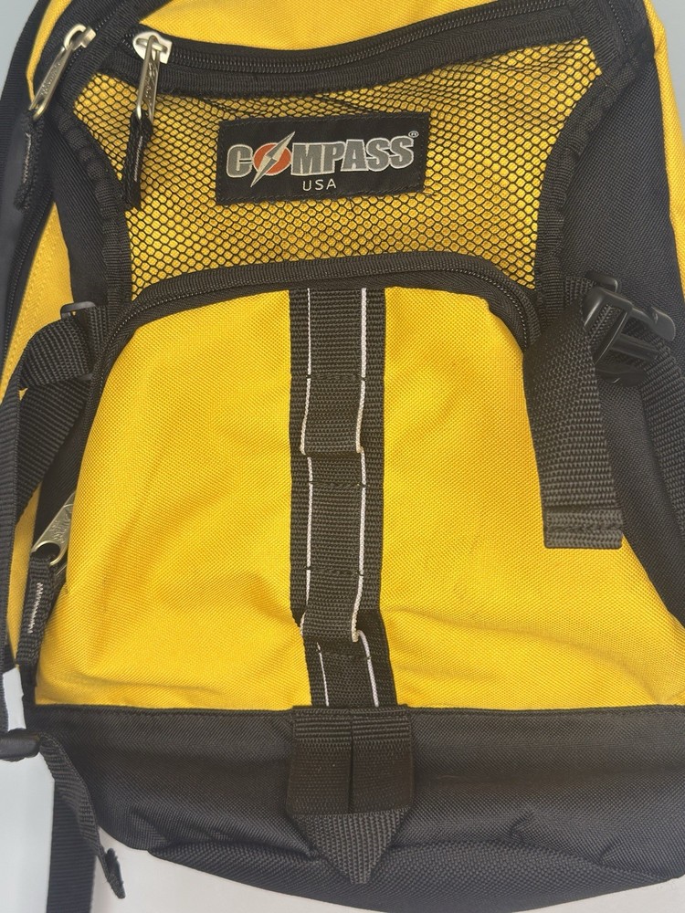 Compass USA Yellow & Black Backpack With Extension Thick Straps & Pockets