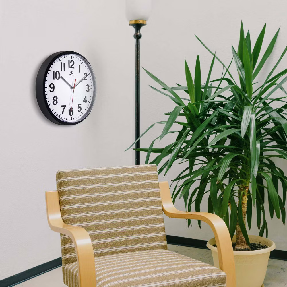 Infinity Instruments 13" Pure Wall Clock Black : Silent Movement,