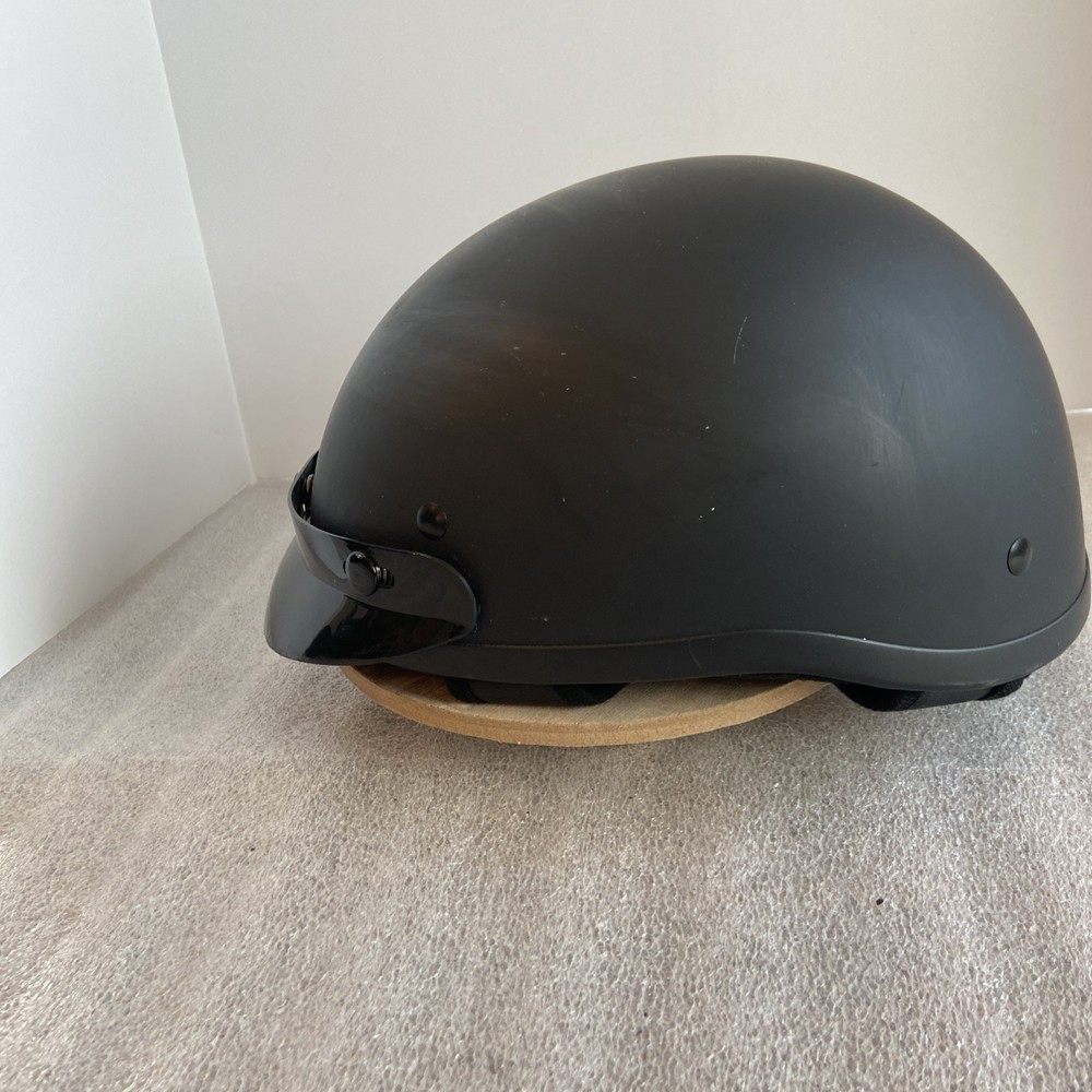 Motorcycle Helmet Half Skull Cap visor DOT Approved Black Size Large