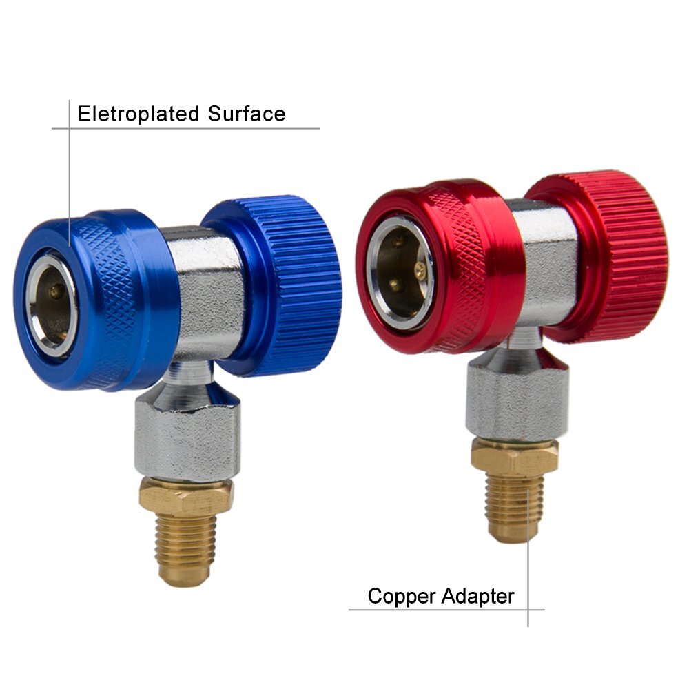 Adjustable A/C Quick Coupler Connector Adapter High Low Side 1/4" SAE HVAC
