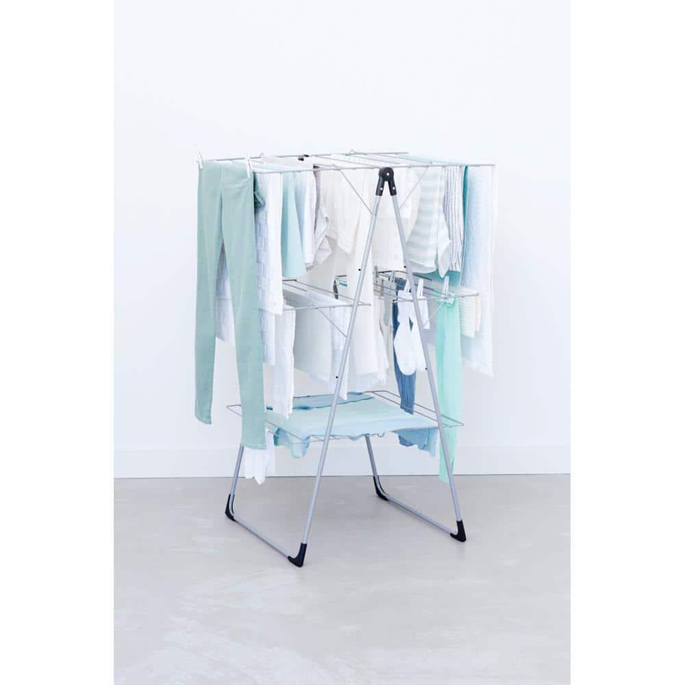 Tower Clothes Laundry Drying Rack Metallic Gray Adjustable Wings Foldable New