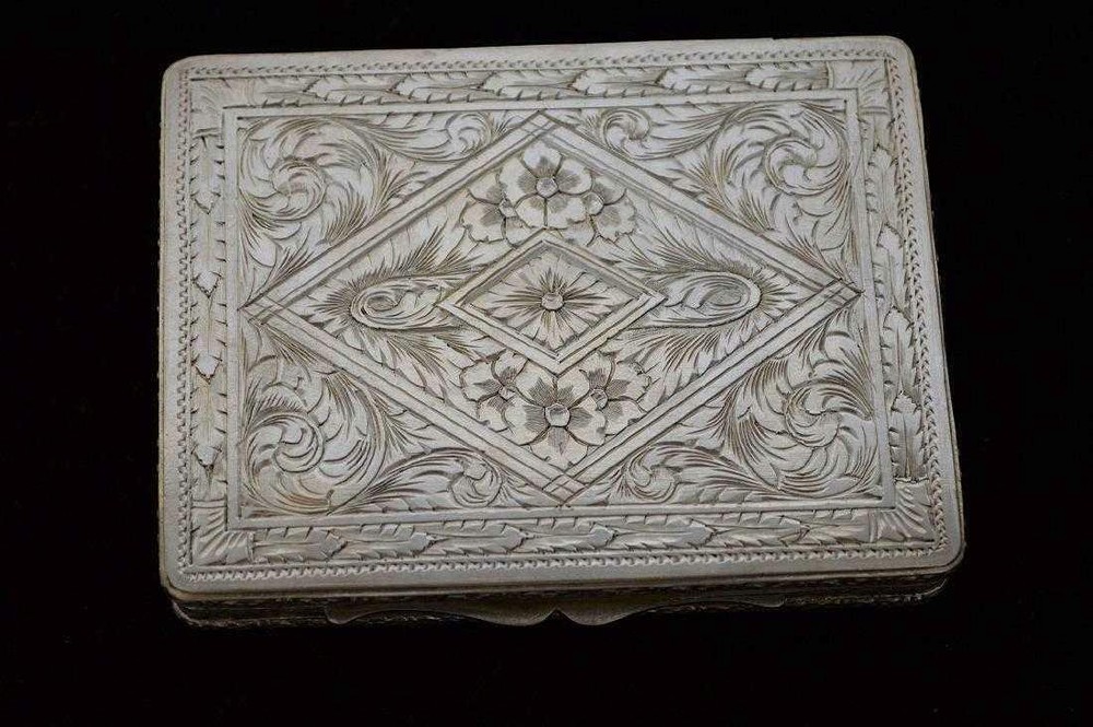 Fine Antique French Silver Frame Cigarette Box.