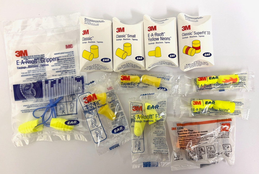 12 PAIR DISPOSABLE EAR PLUG ASSORTMENT PACK 3M - NEW!